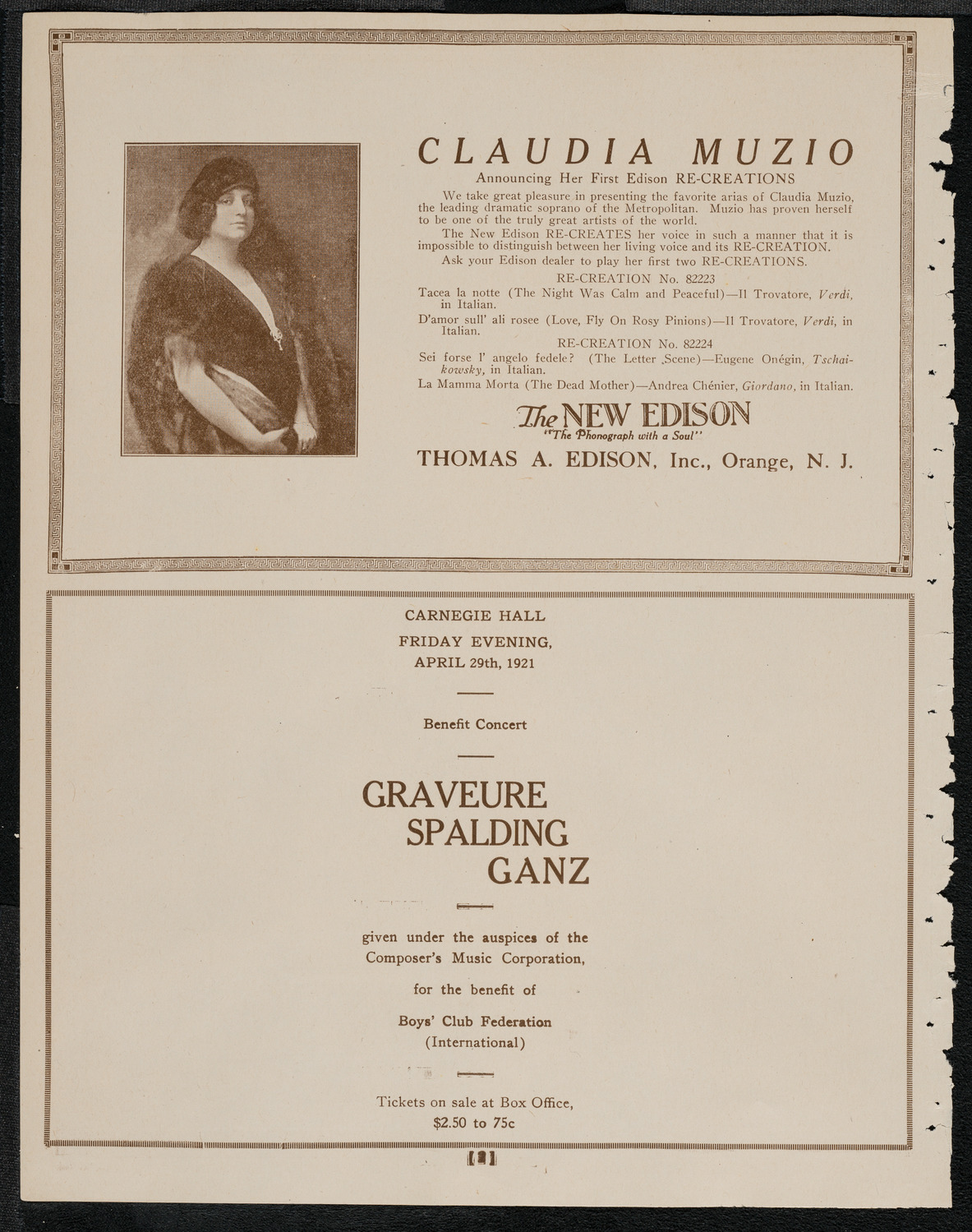 Josef Rosenblatt, Tenor and Mana Zucca, Composer and Pianist, April 27, 1921, program page 2