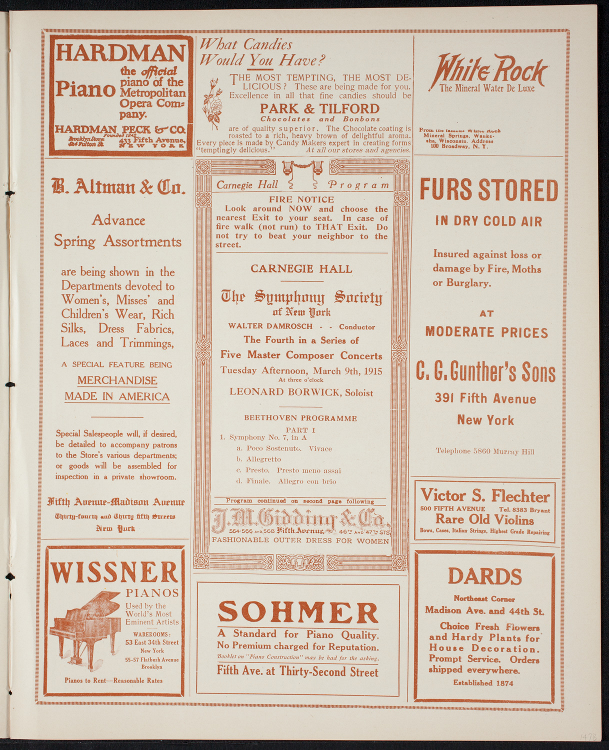 New York Symphony Orchestra, March 9, 1915, program page 5