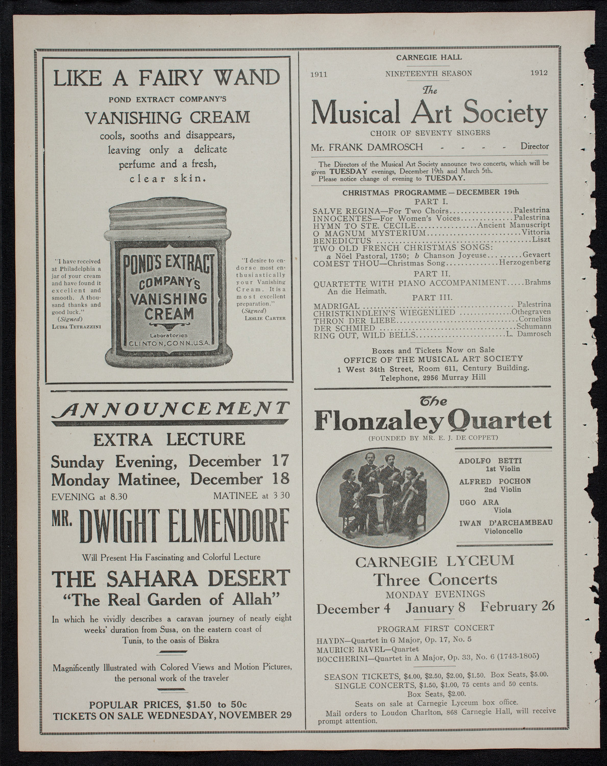 New York Philharmonic, November 24, 1911, program page 8