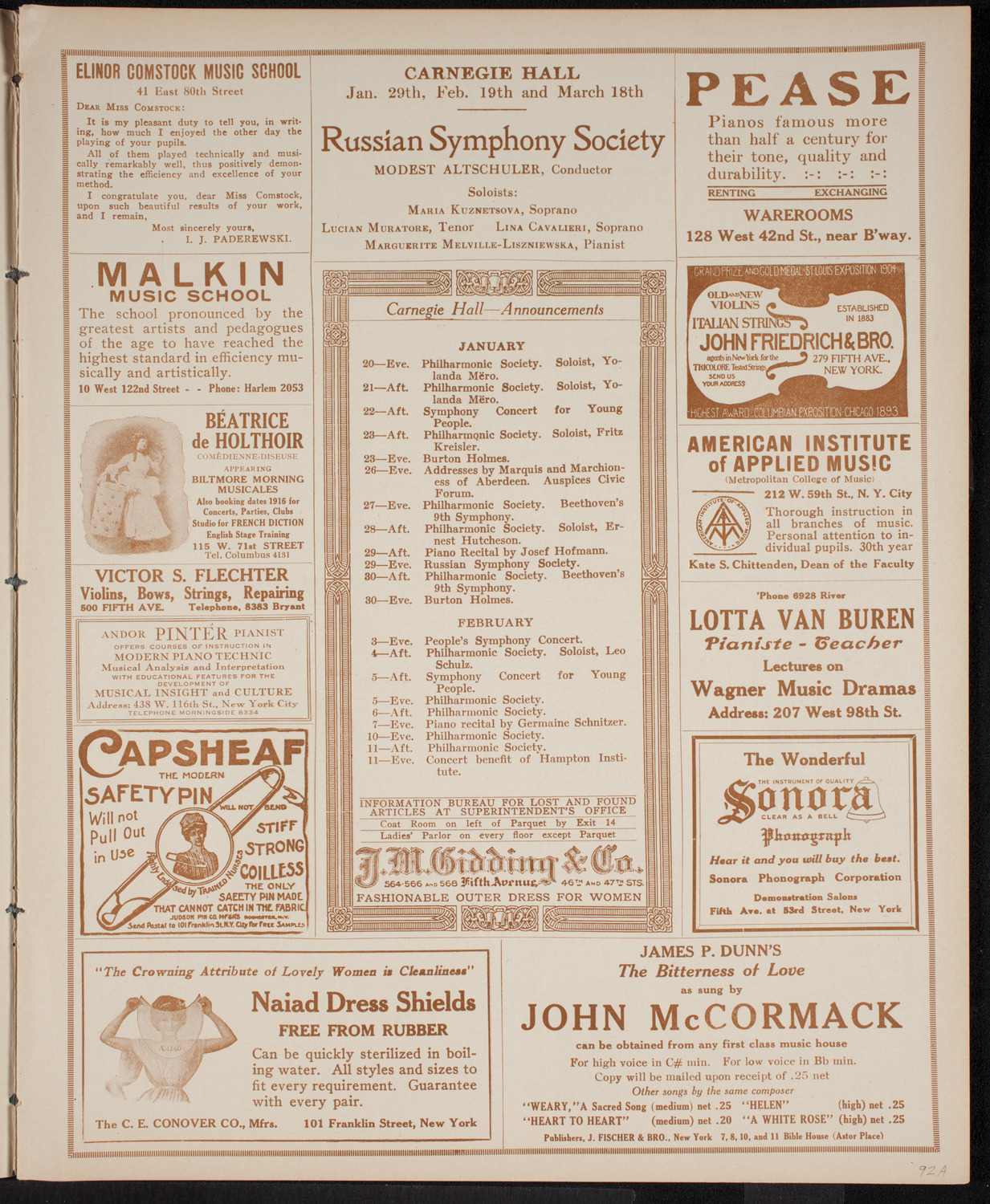 Lecture by Captain Granville Fortescue, January 19, 1916, program page 3