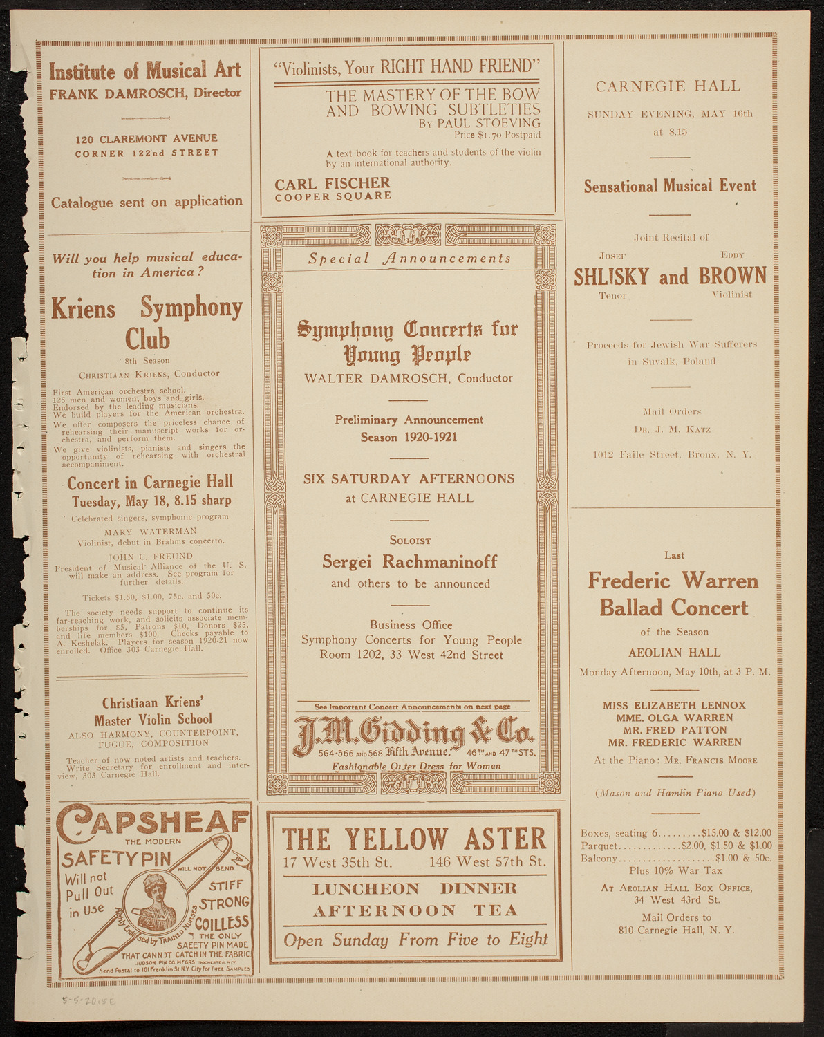 Polish Concert Festival, May 5, 1920, program page 9