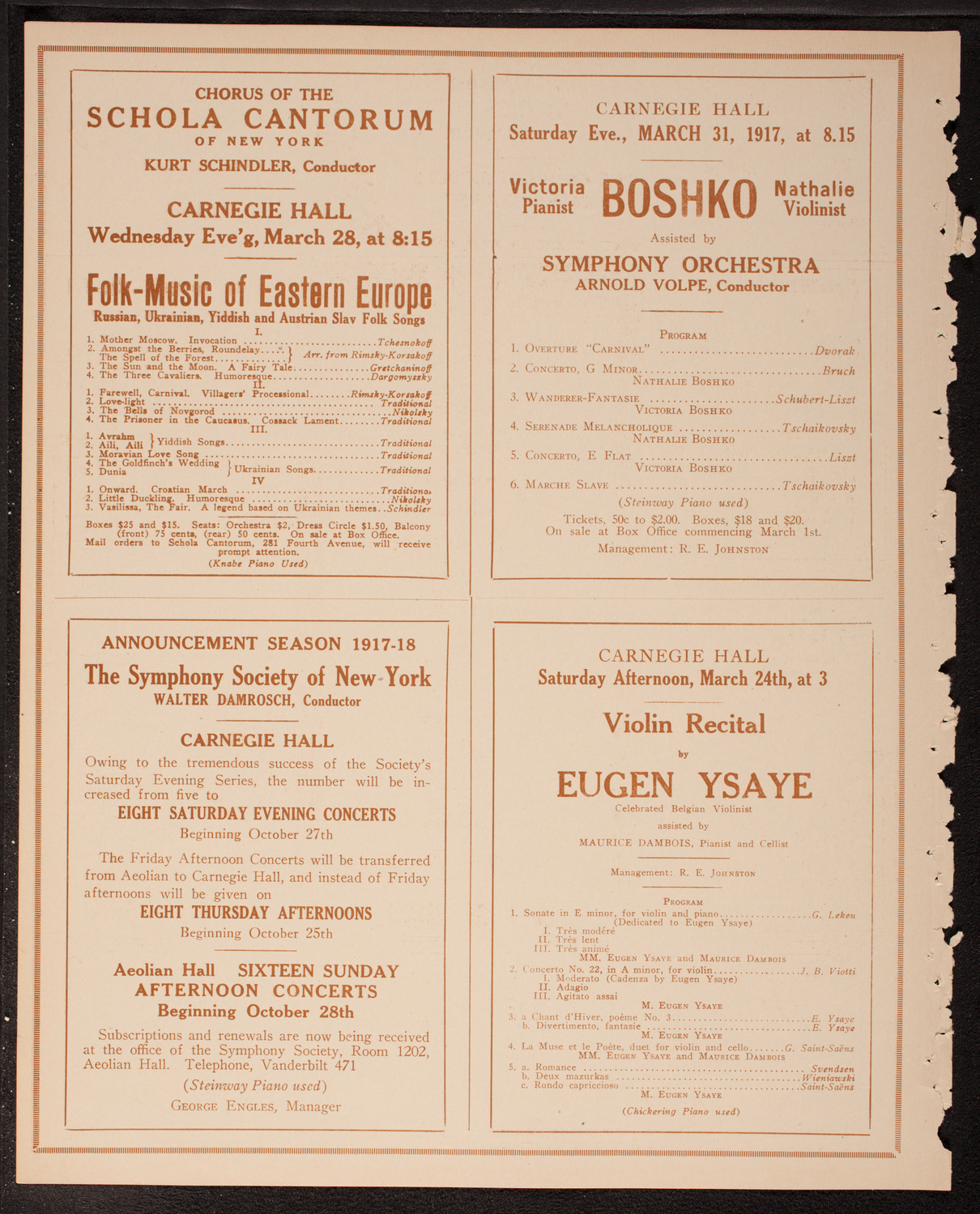 New York Philharmonic, March 23, 1917, program page 8