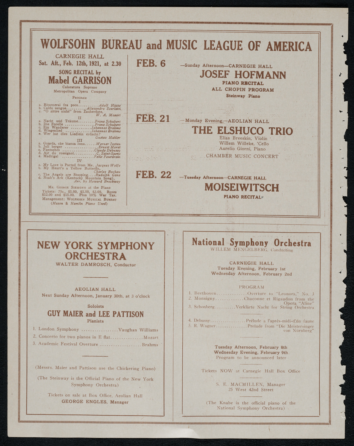 Chicago Symphony Orchestra, January 25, 1921, program page 8