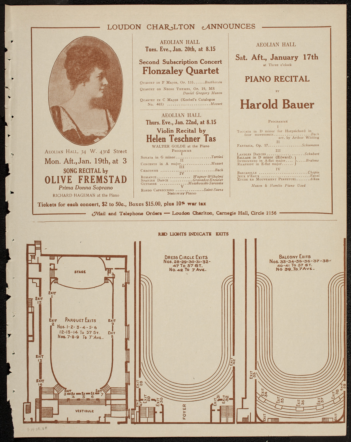 Fritz Kreisler, Violin, January 14, 1920, program page 11