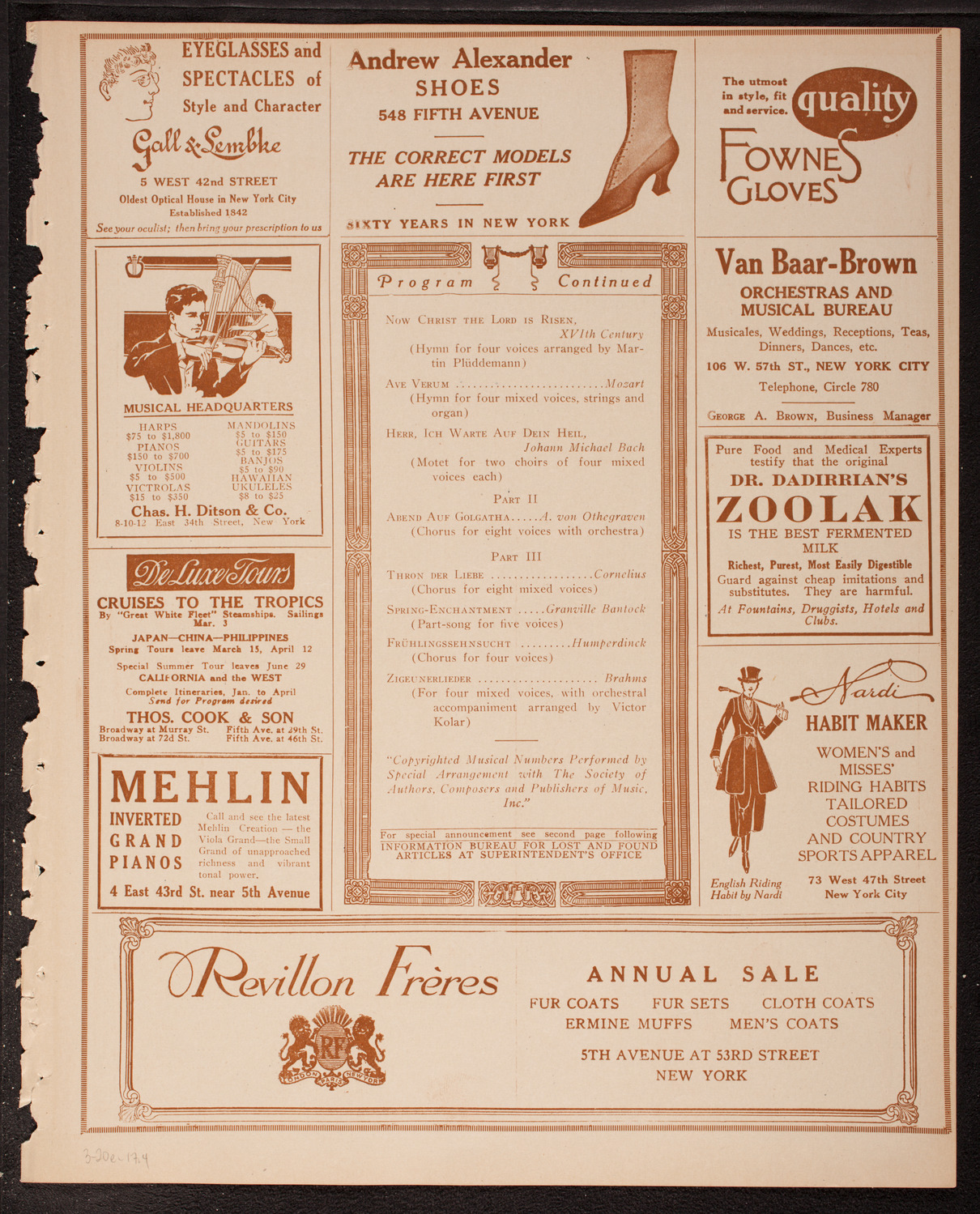 Musical Art Society of New York, March 20, 1917, program page 7