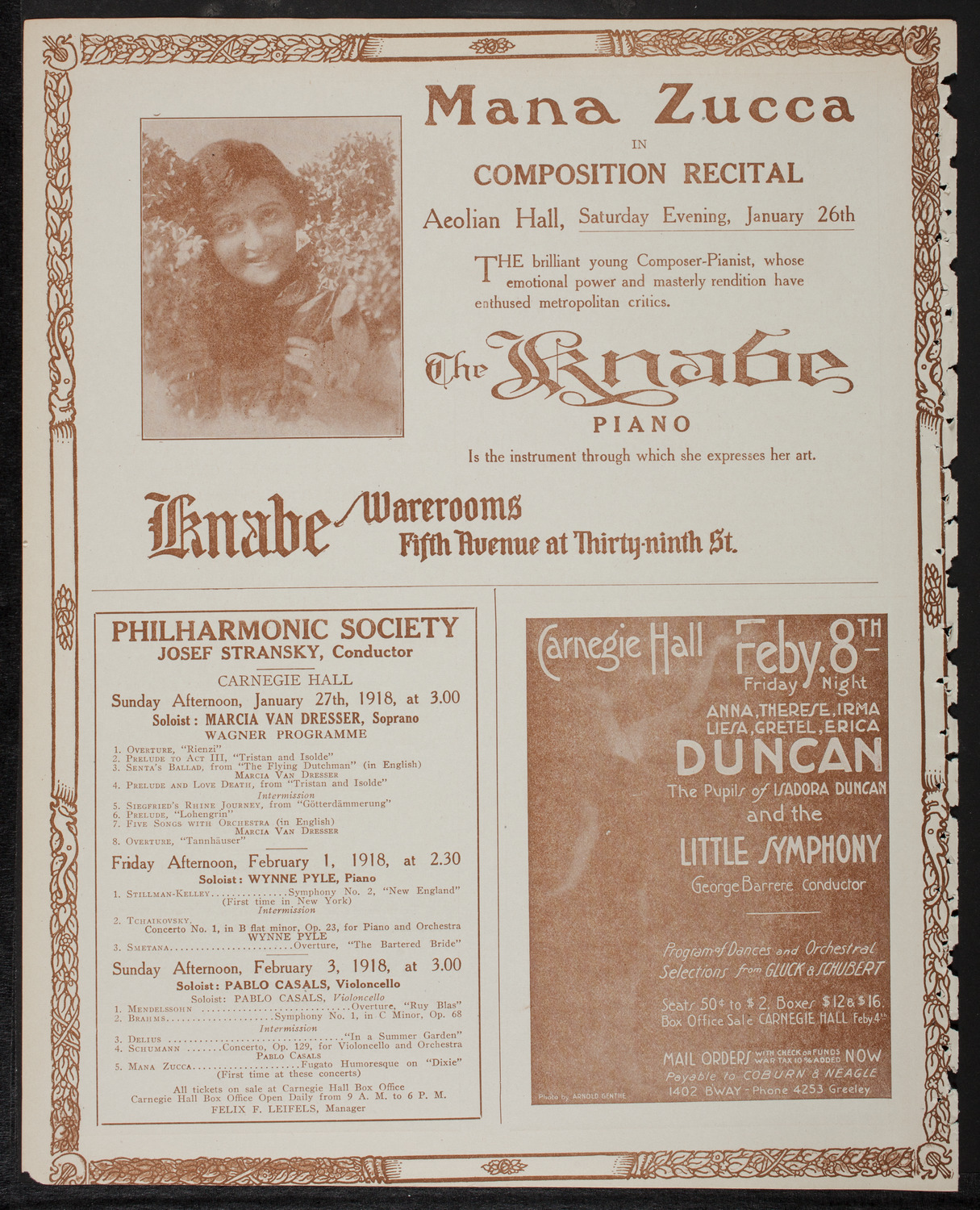 New York Philharmonic, January 26, 1918, program page 12