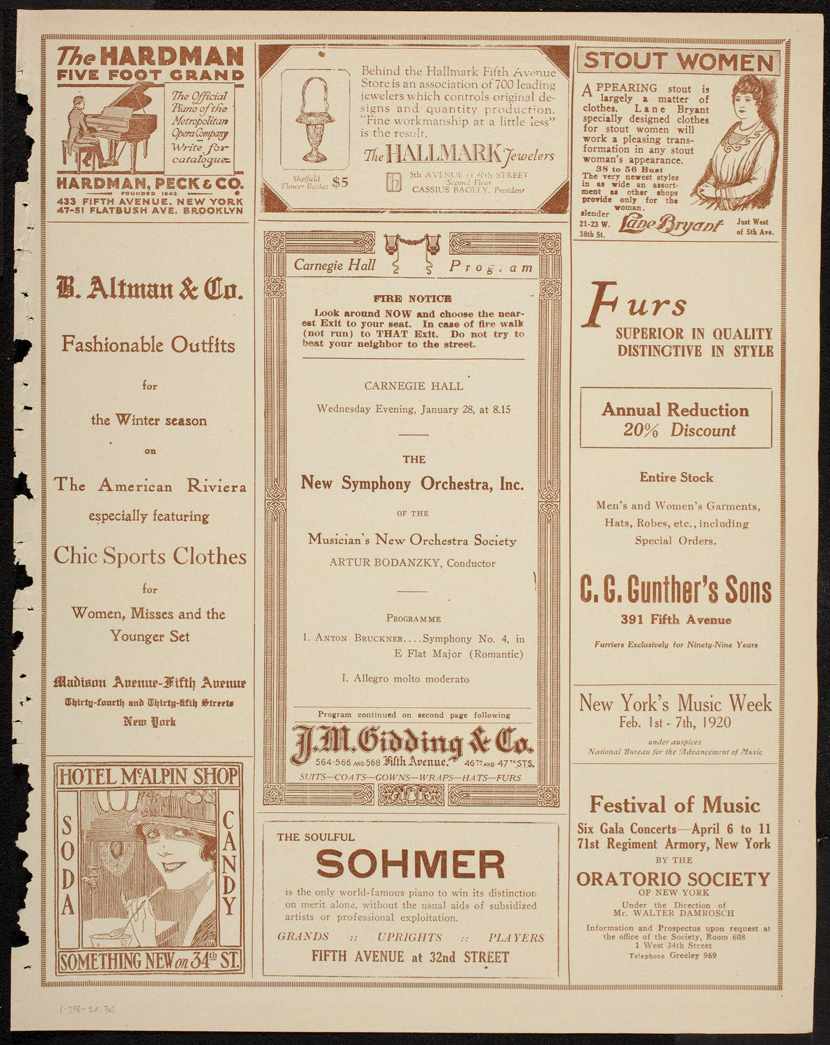 New Symphony Orchestra, January 28, 1920, program page 5