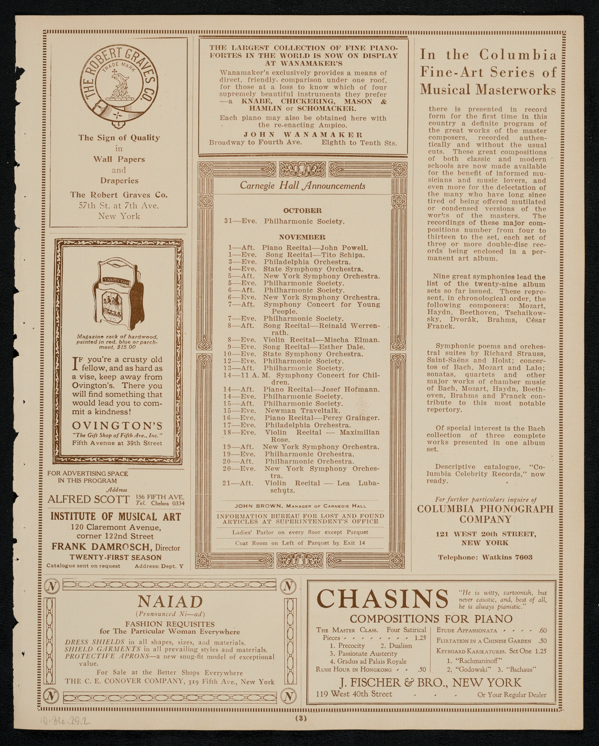 Louise Homer, Contralto, October 31, 1925, program page 3
