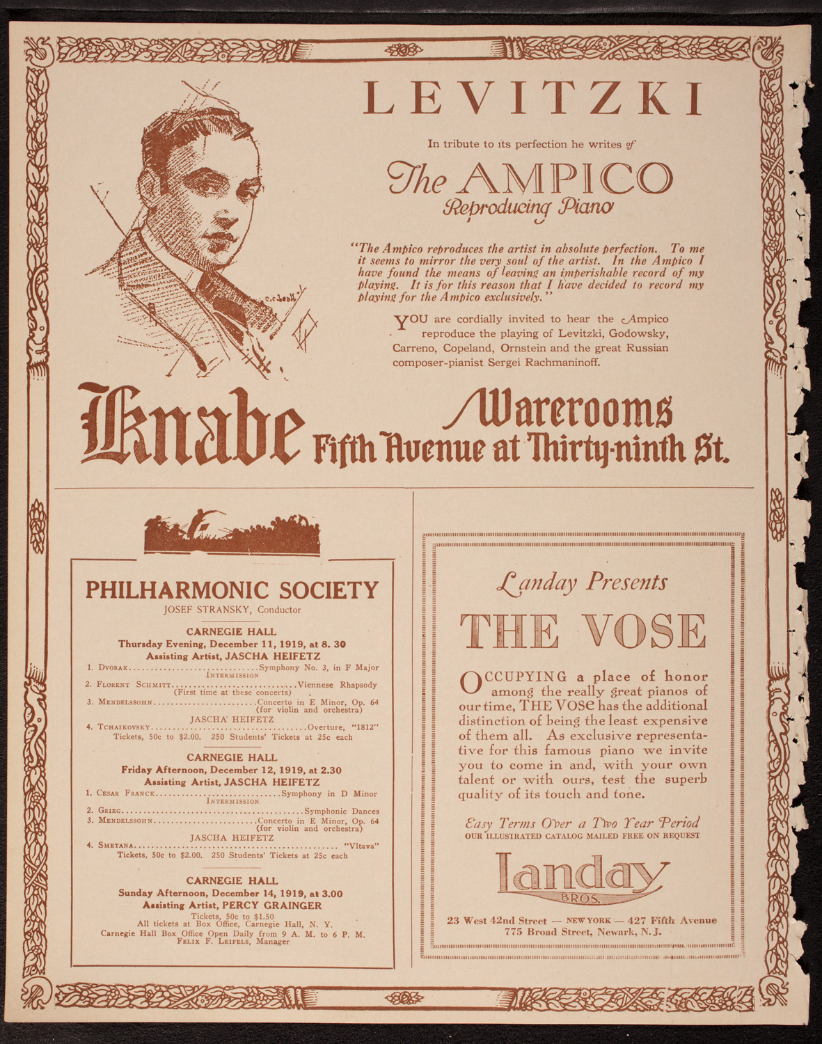 Evening Mail Save-A-Home Fund Concert: New York Philharmonic, December 10, 1919, program page 12