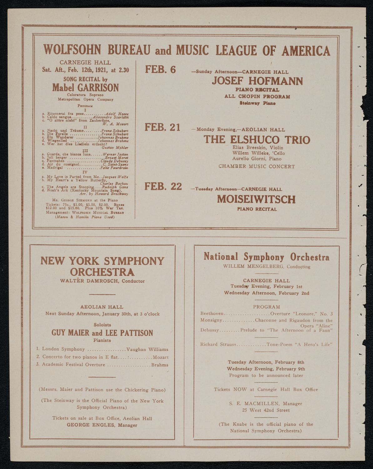 The Chalif Dancers, January 29, 1921, program page 8