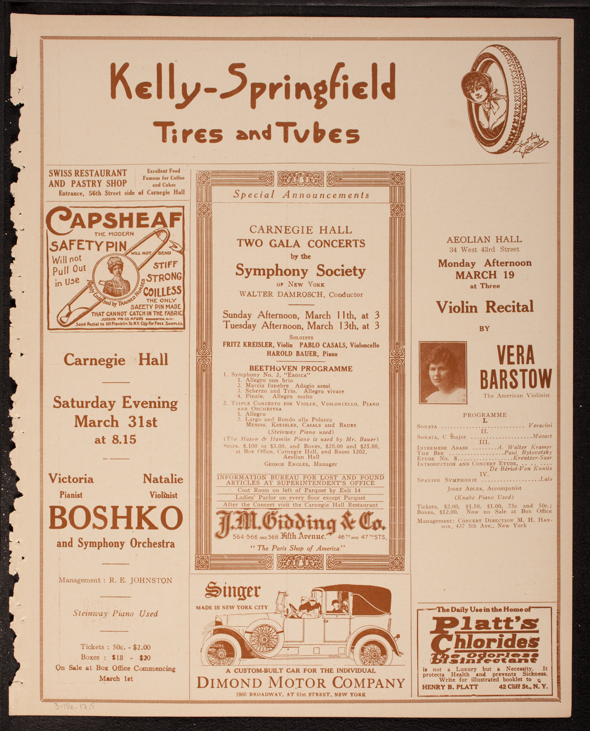 New York Philharmonic, March 10, 1917, program page 9