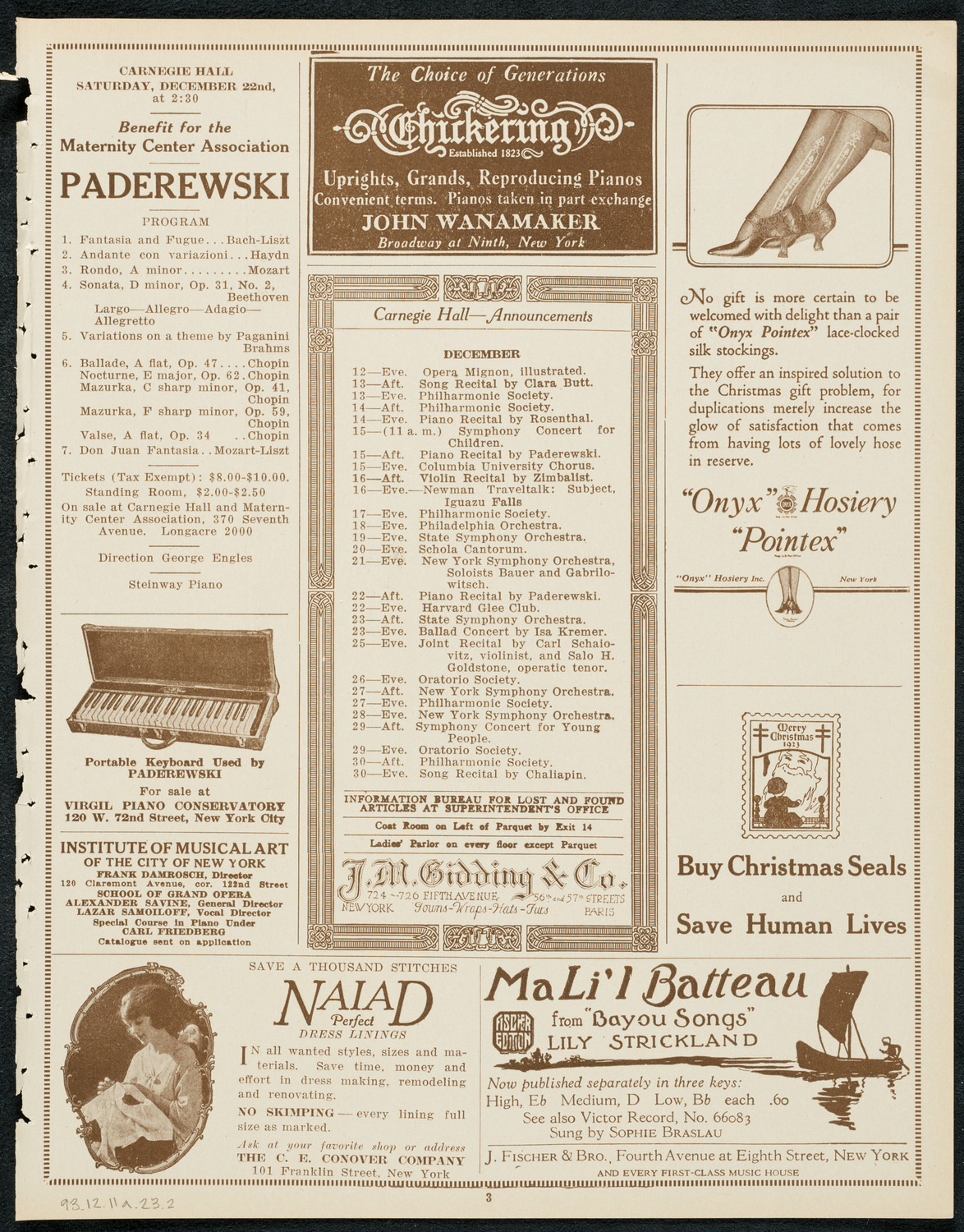 Mignon, A Motion Picture Illustration, December 11, 1923, program page 3