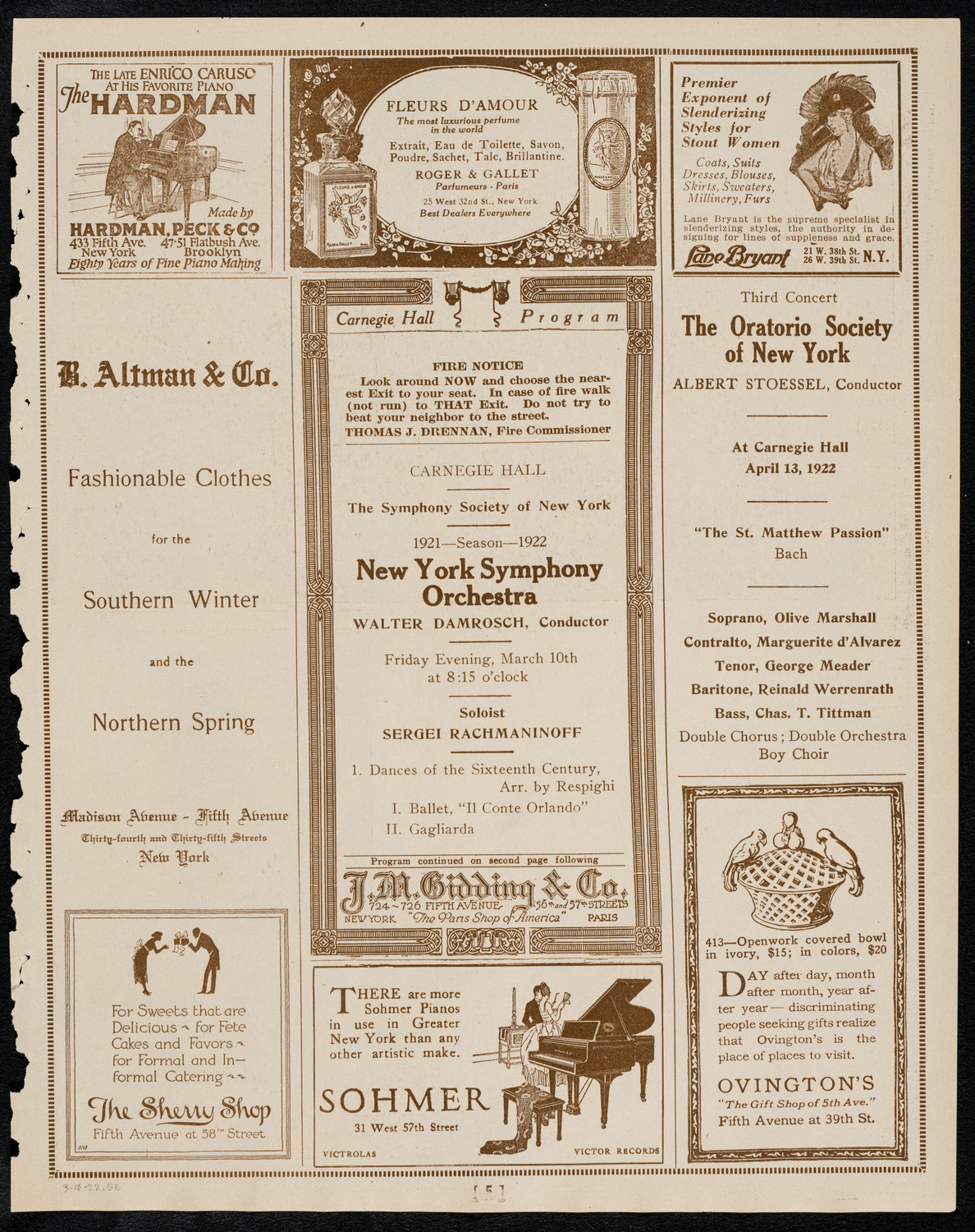 New York Symphony Orchestra, March 10, 1922, program page 5