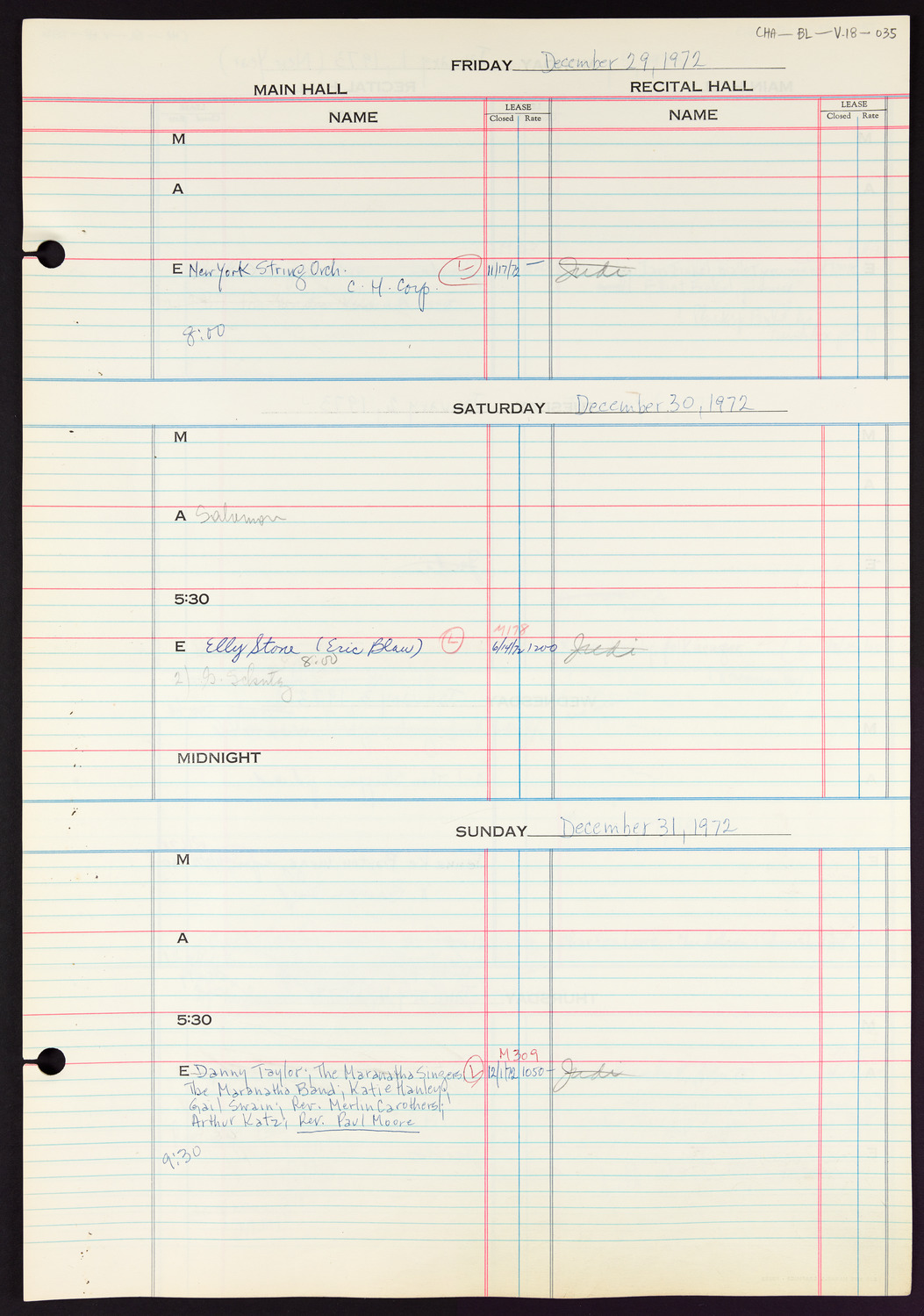 Carnegie Hall Booking Ledger, volume 18, page 35