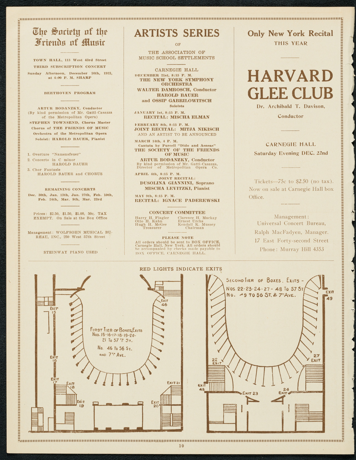 Columbia University Chorus, December 15, 1923, program page 10