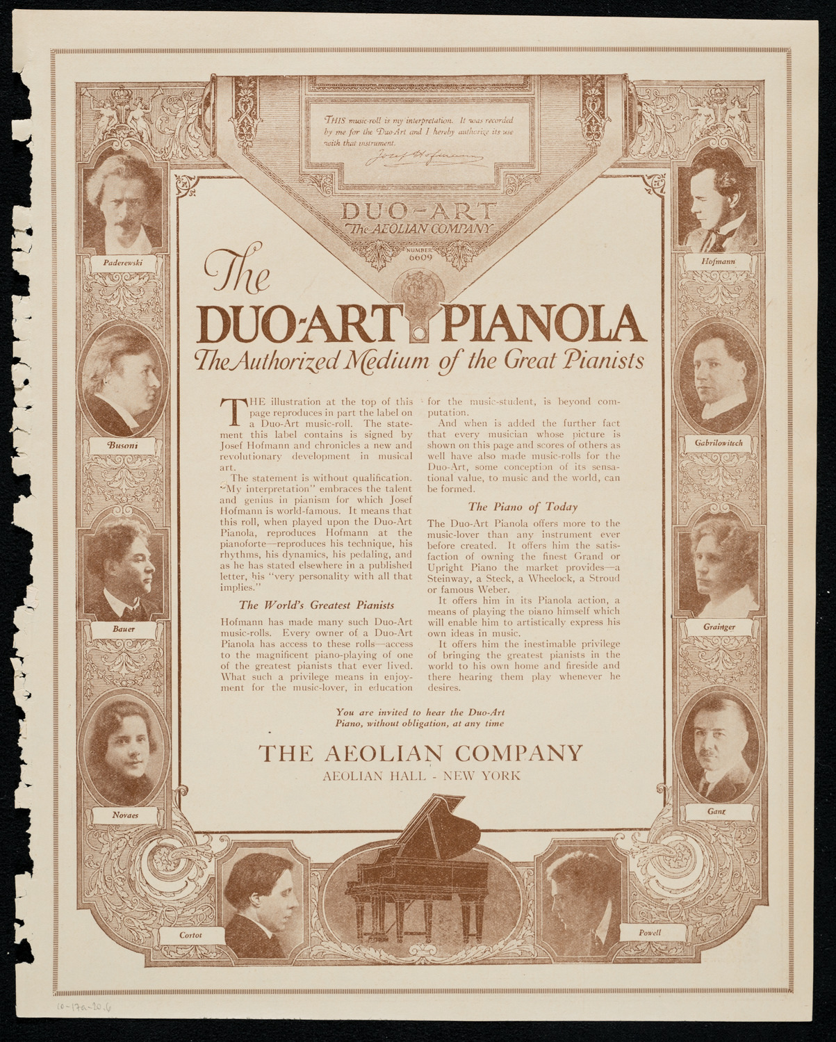 Josef Lhévinne, Piano, October 17, 1920, program page 11