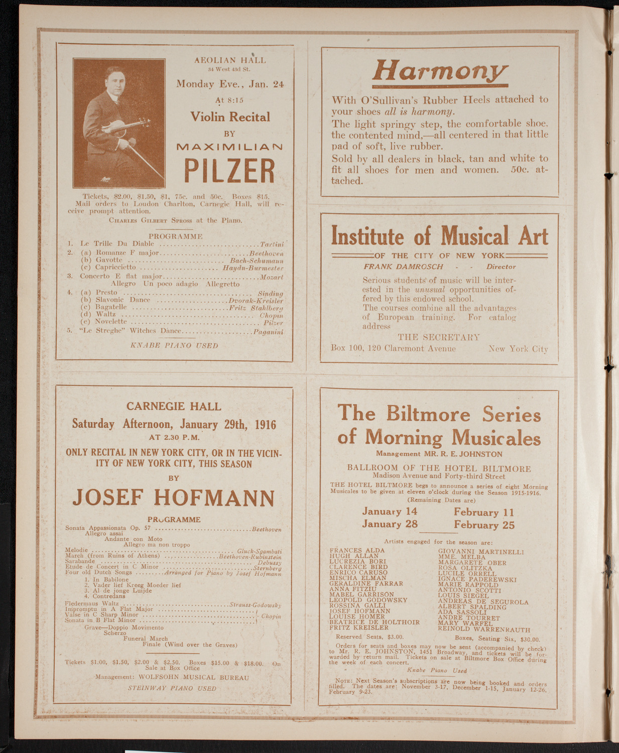 New York Philharmonic, January 2, 1916, program page 2