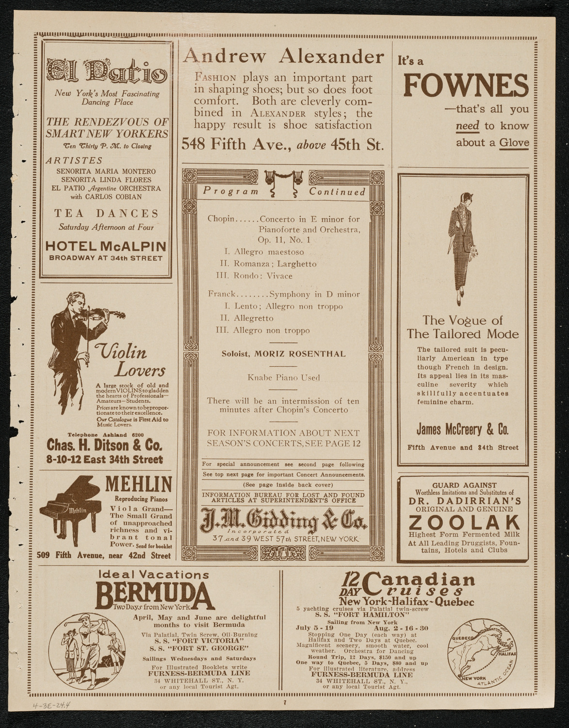 Boston Symphony Orchestra, April 3, 1924, program page 7