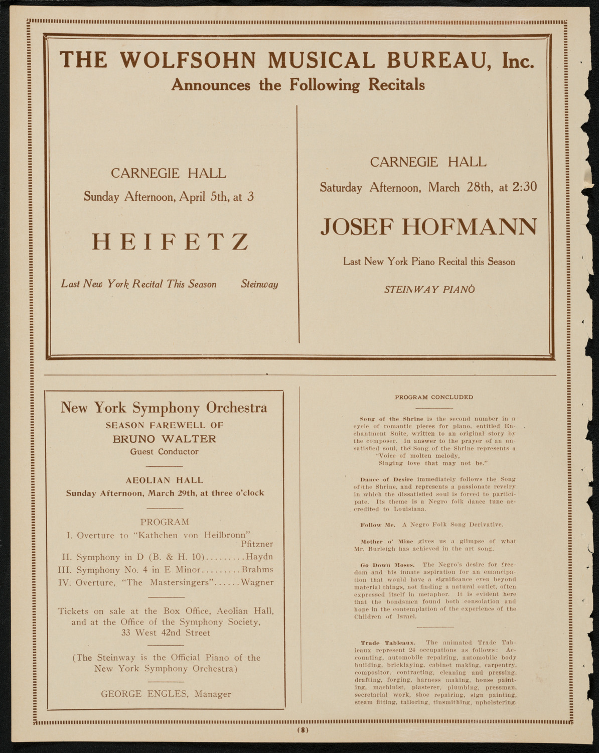 Tuskegee-Hampton Benefit Concert: Songs and Scenes from Dixie, March 23, 1925, program page 8