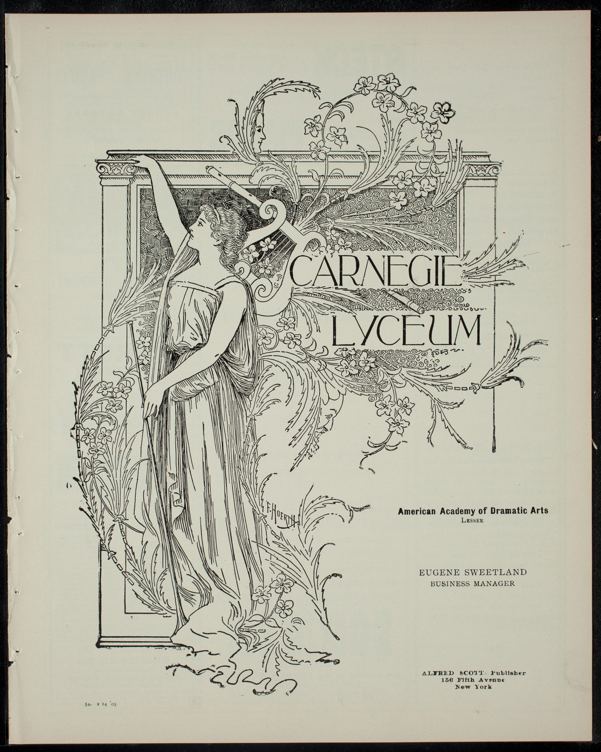 Academy Stock Company of the American Academy of the Dramatic Arts/Empire Theatre Dramatic School, February 14, 1905, program page 1