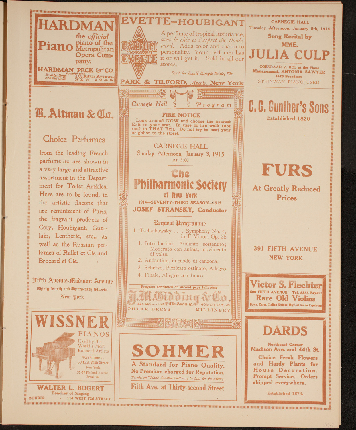 New York Philharmonic, January 3, 1915, program page 5