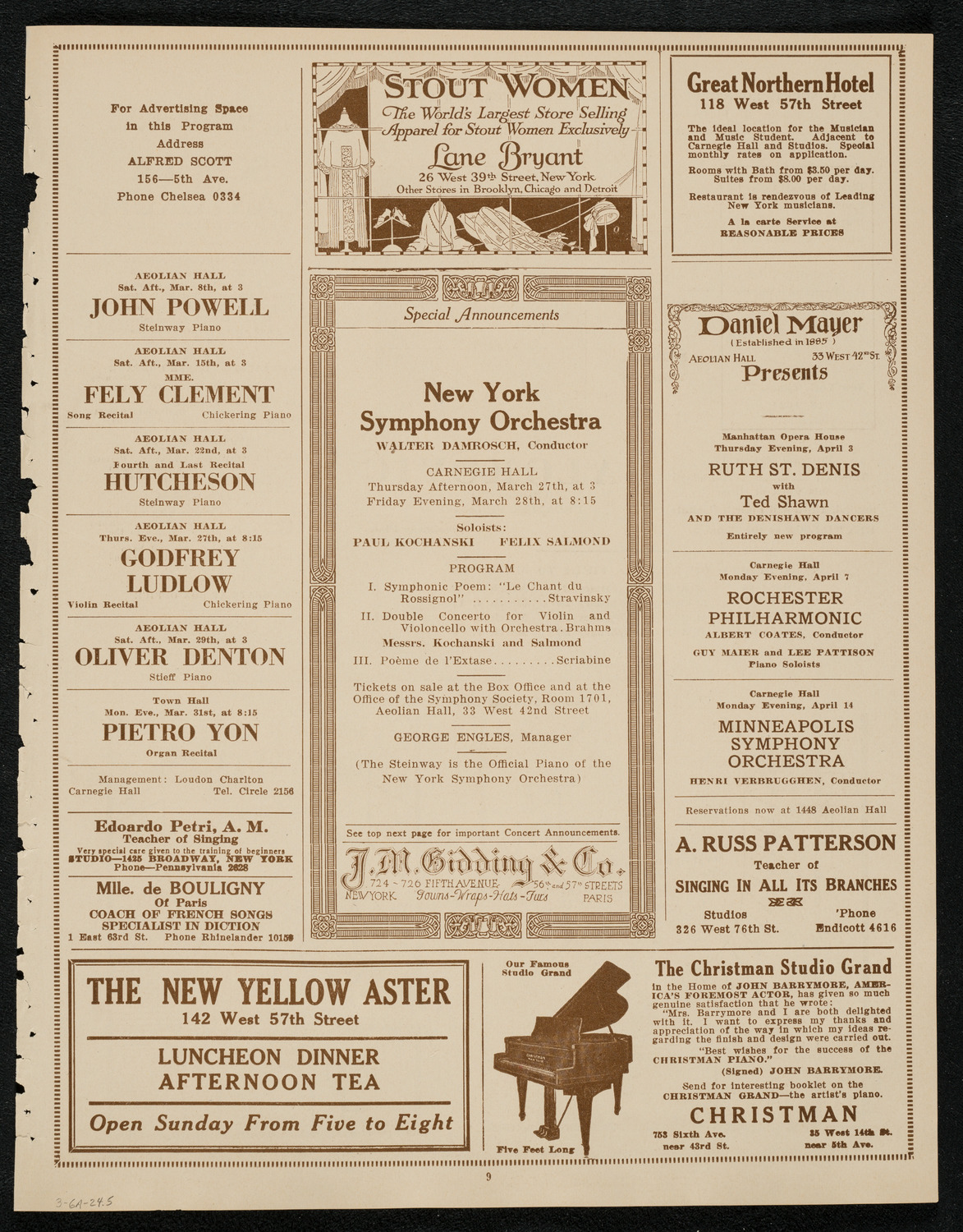New York Symphony Orchestra, March 6, 1924, program page 9