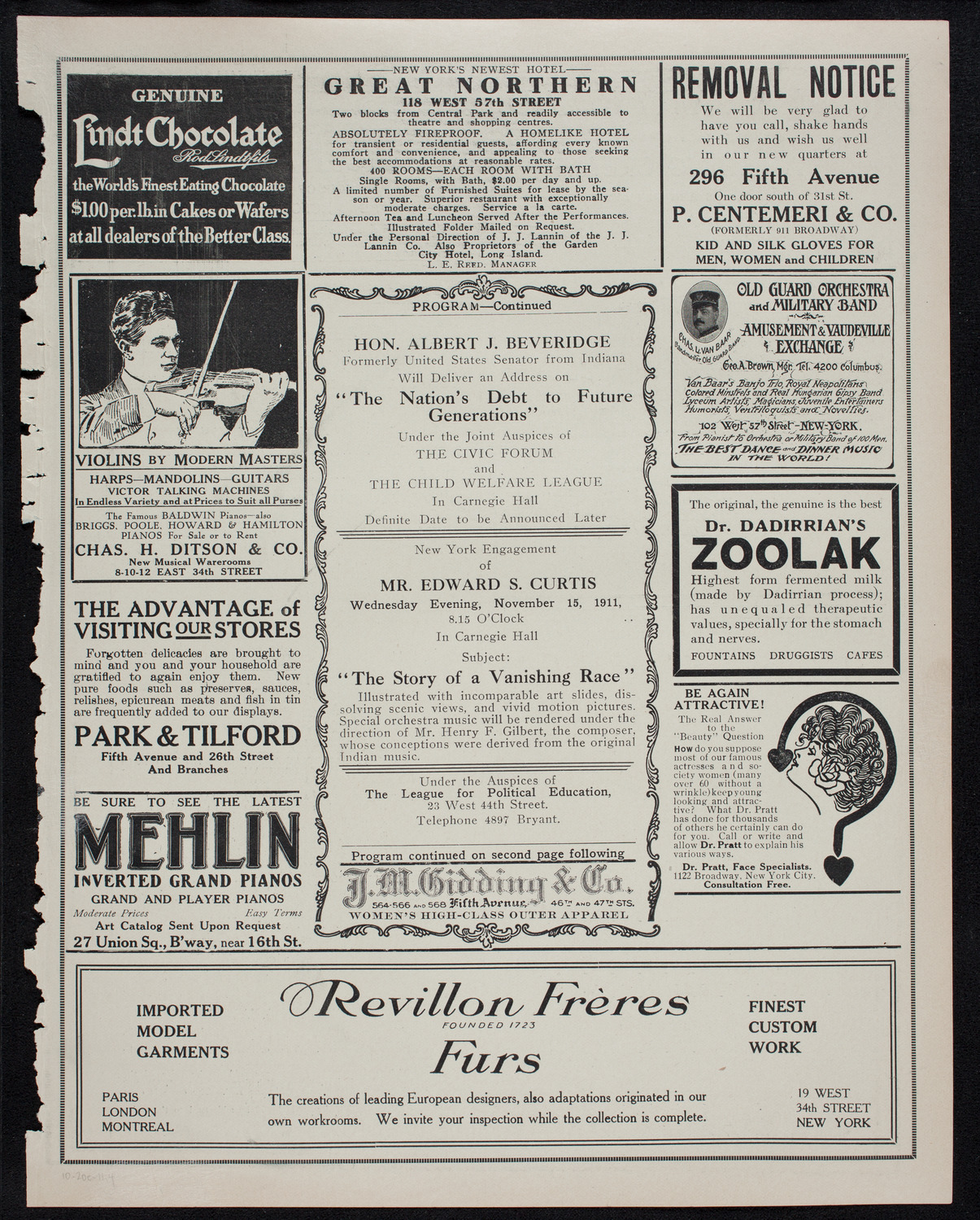 The Civic Forum, October 20, 1911, program page 7