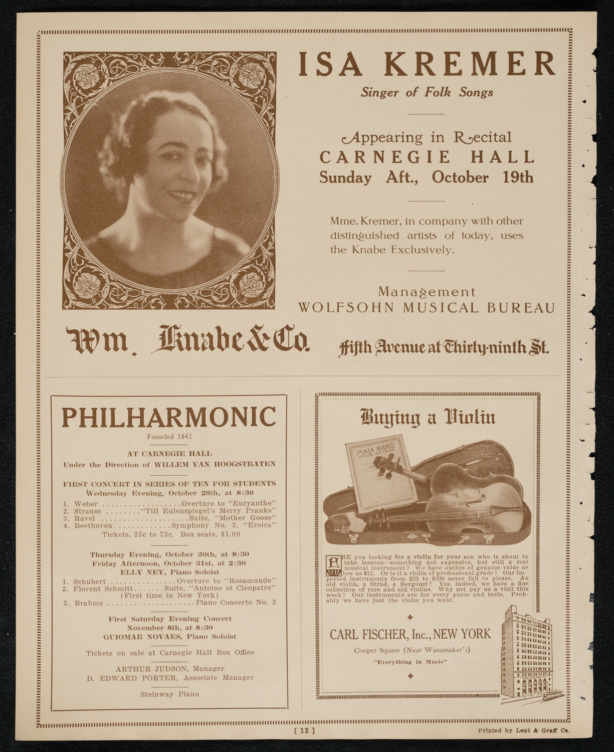 Isa Kremer, Soprano, October 19, 1924, program page 12