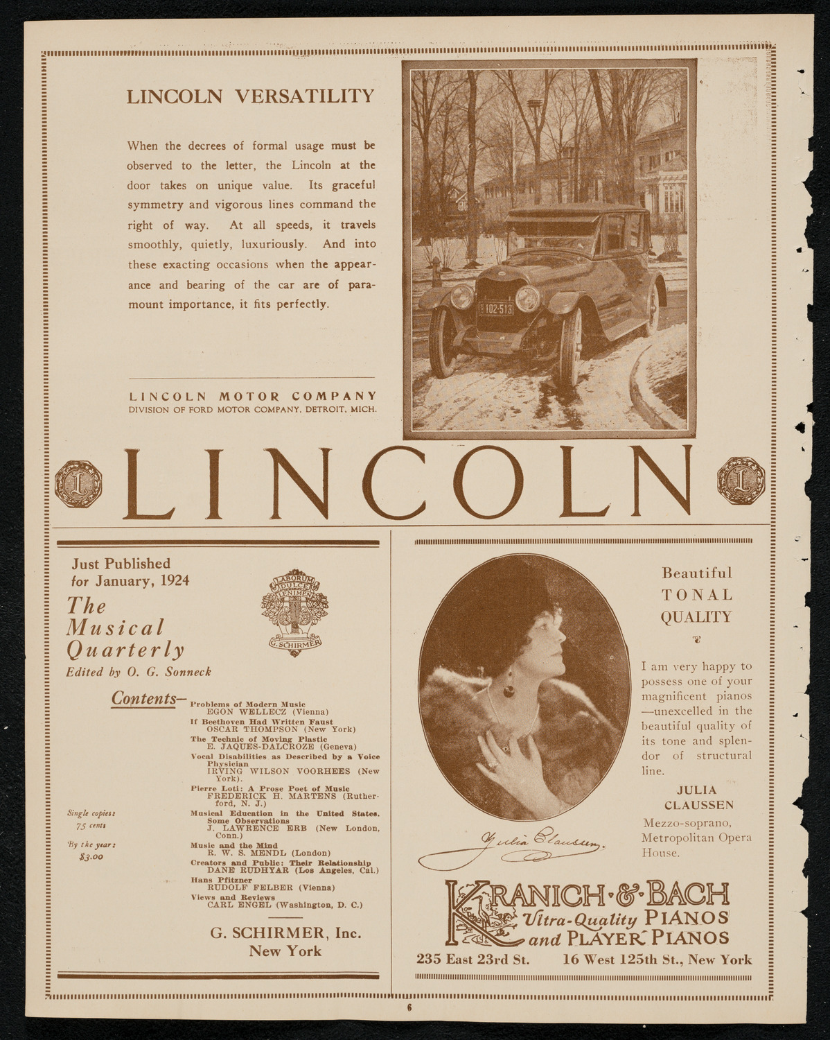 New York Philharmonic, February 8, 1924, program page 6