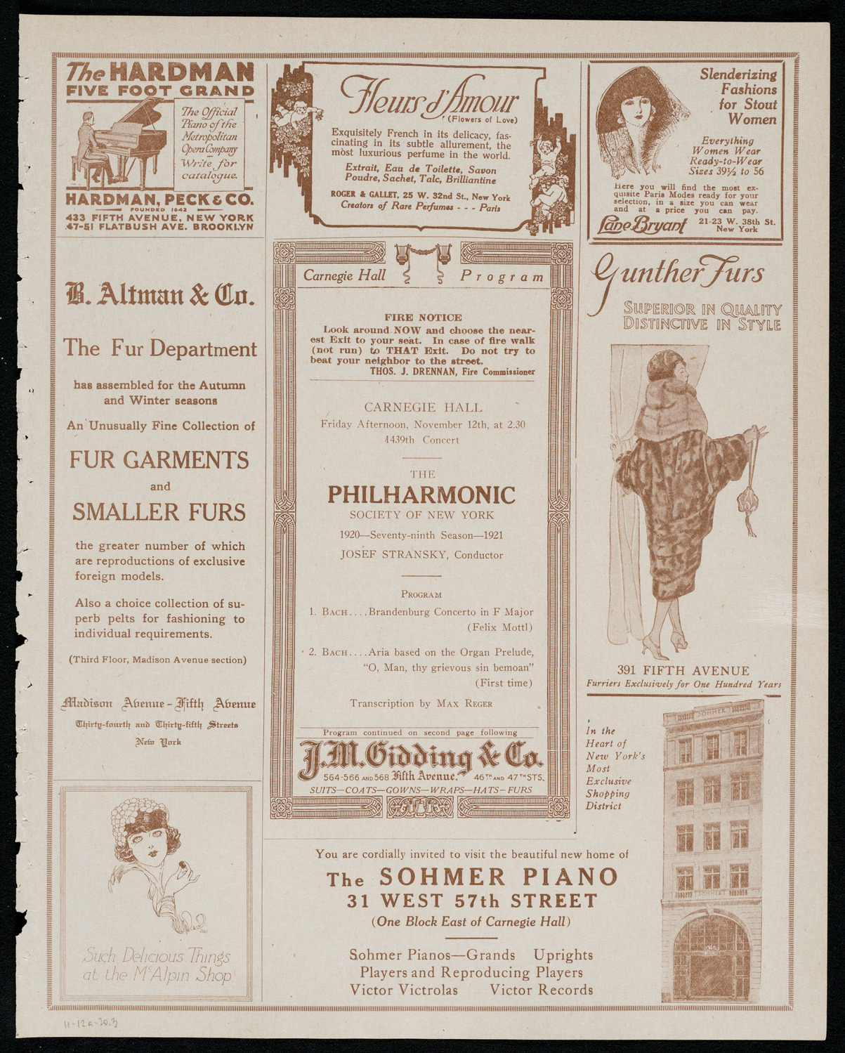 New York Philharmonic, November 12, 1920, program page 5