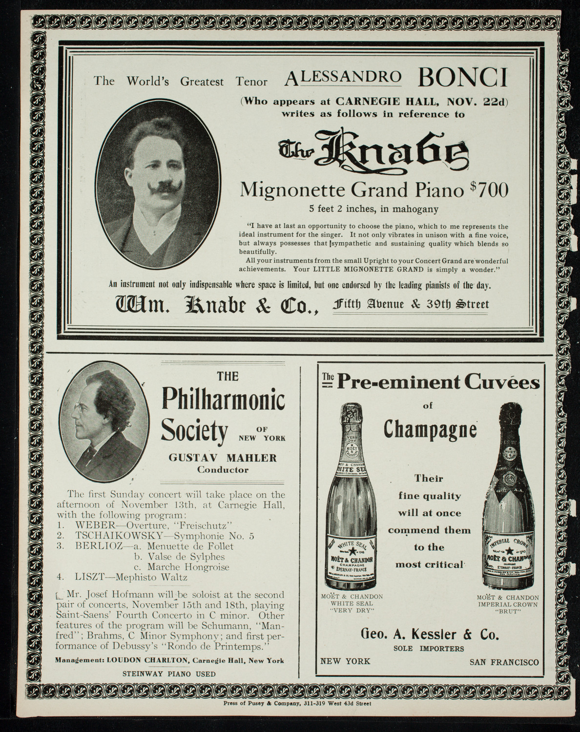 Boston Symphony Orchestra, November 12, 1910, program page 12