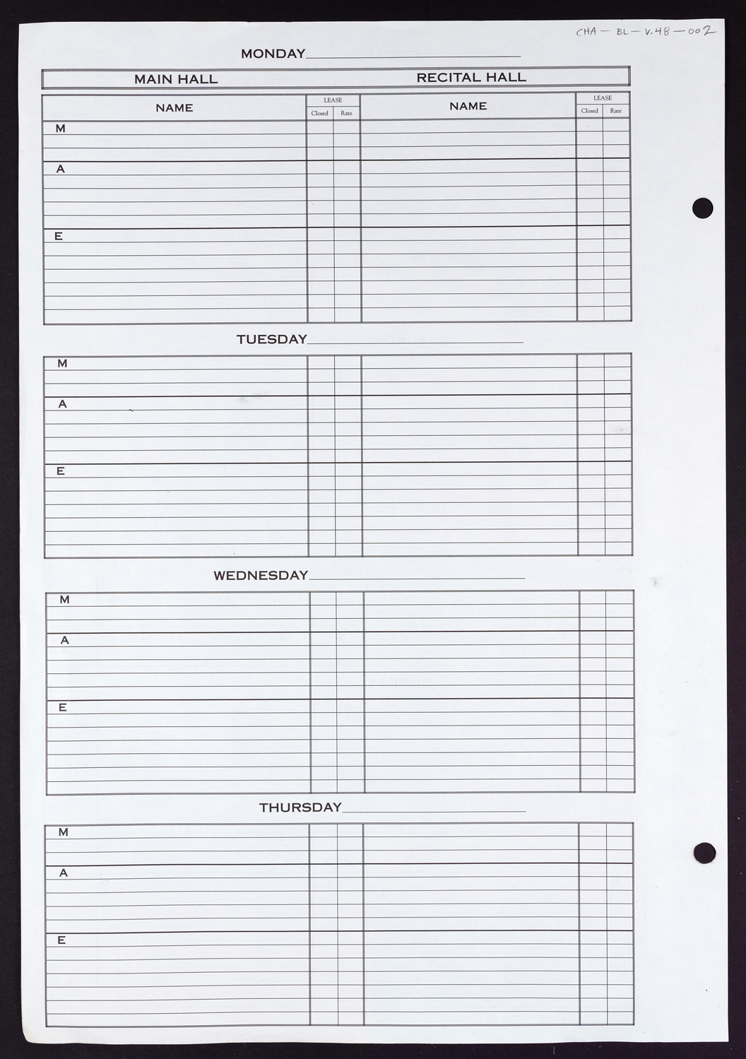 Carnegie Hall Booking Ledger, volume 48, page 2