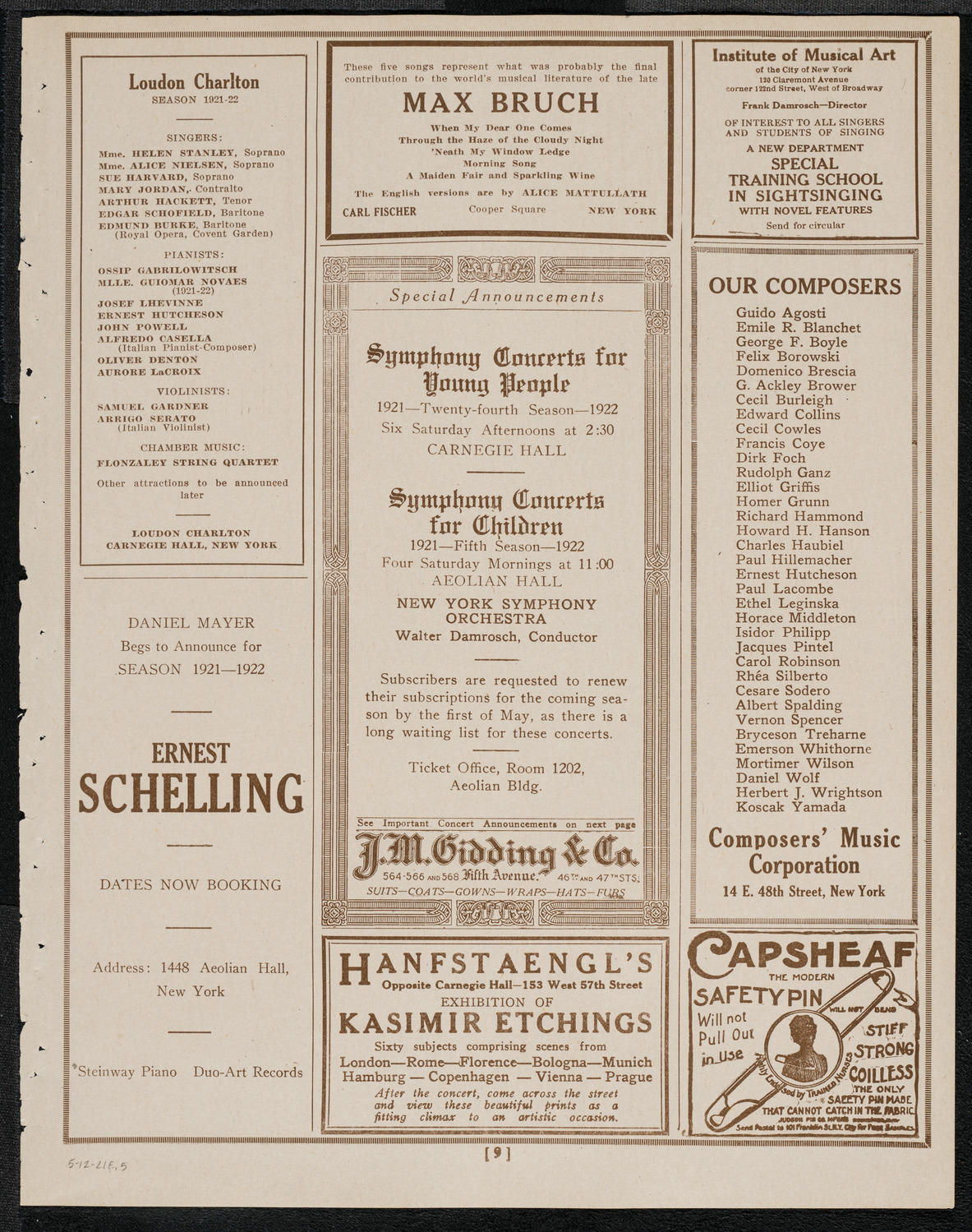 Amelita Galli-Curci, Soprano, May 12, 1921, program page 9