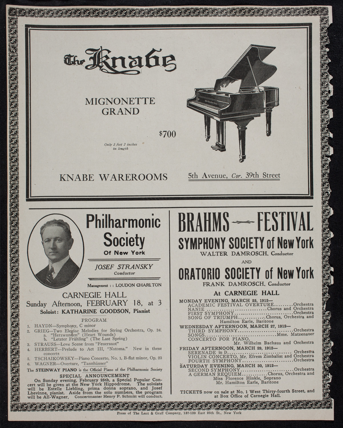 New York Philharmonic, February 16, 1912, program page 12