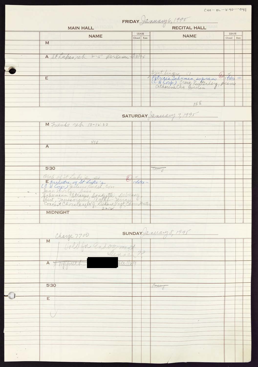 Carnegie Hall Booking Ledger, volume 40, page 41