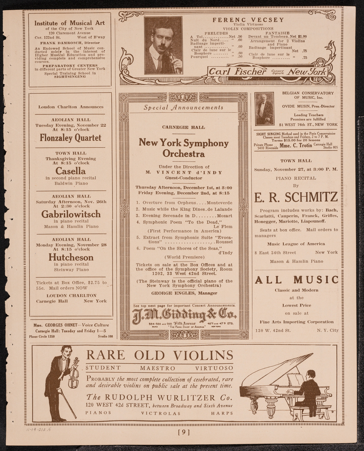 Louise Homer, Contralto, November 19, 1921, program page 9