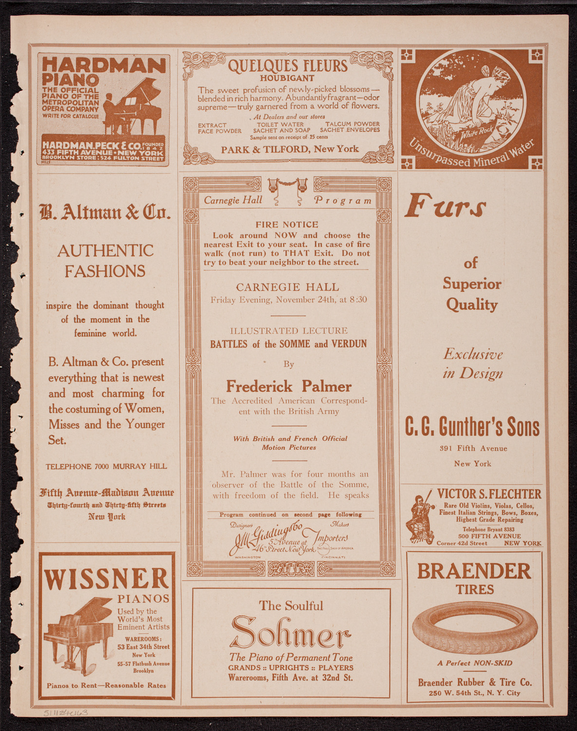Lecture by Frederick Palmer, November 24, 1916, program page 5