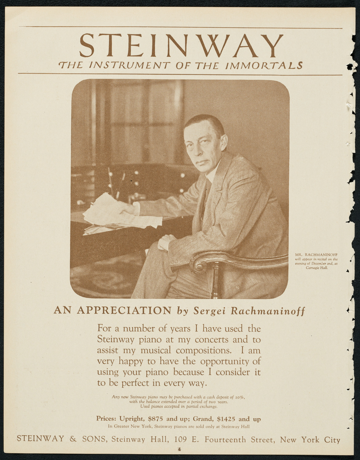 New York Philharmonic, November 30, 1923, program page 4