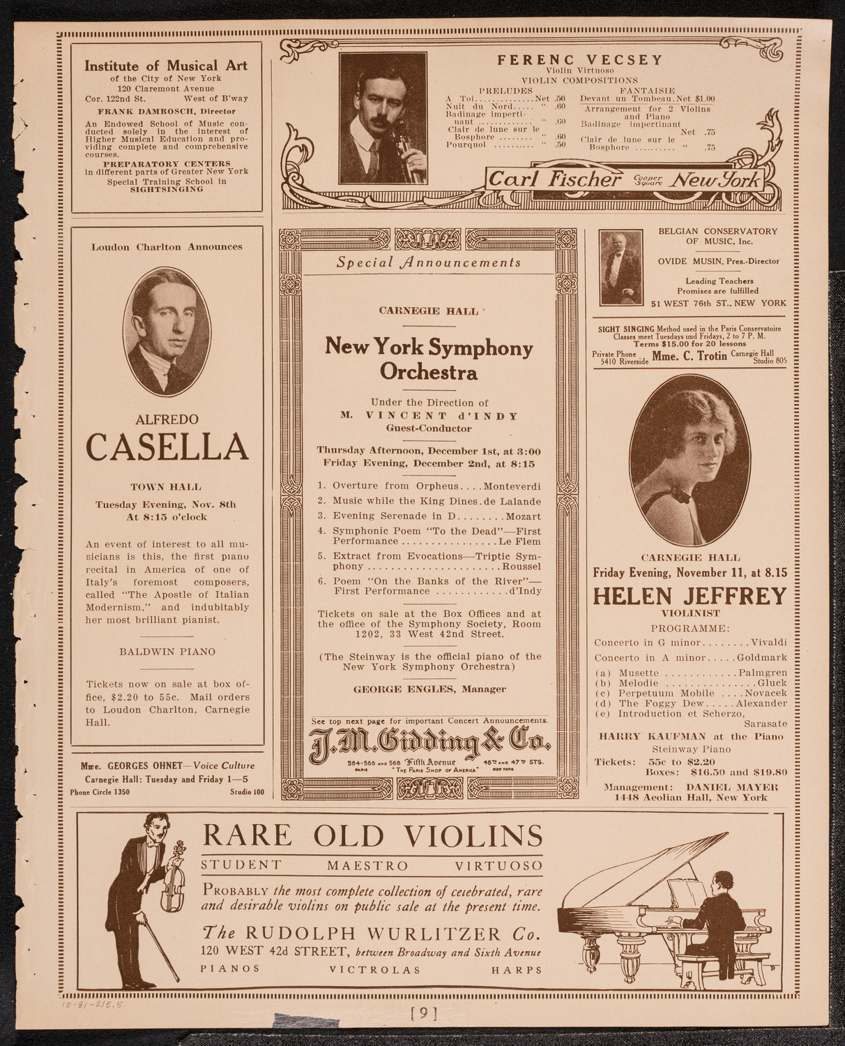 Richard Strauss with Philadelphia Orchestra, October 31, 1921, program page 9