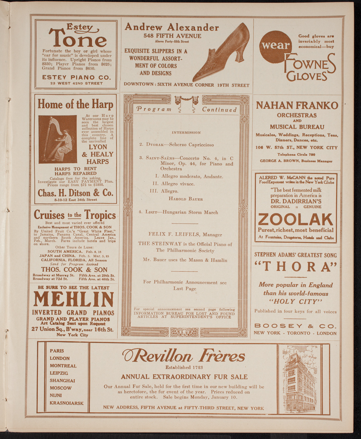 New York Philharmonic, January 9, 1916, program page 7