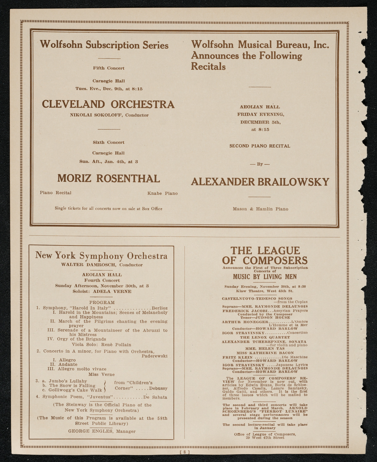 New York Philharmonic, November 26, 1924, program page 8