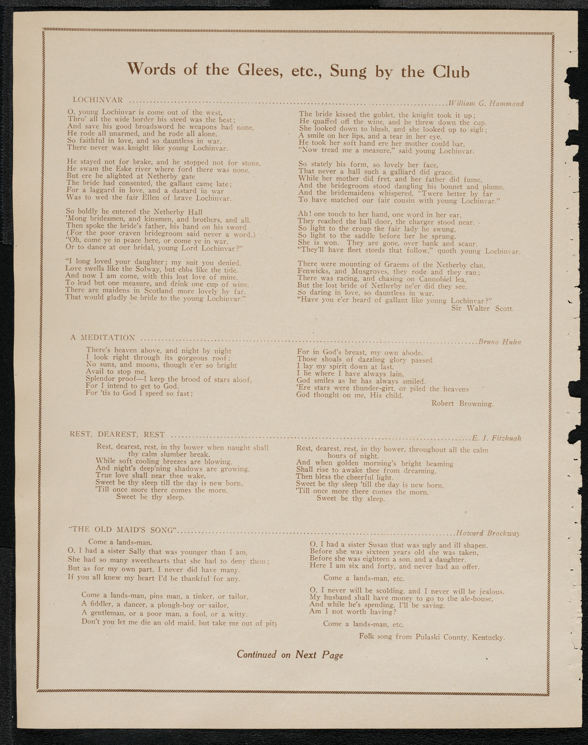New York Banks' Glee Club, April 12, 1921, program page 14