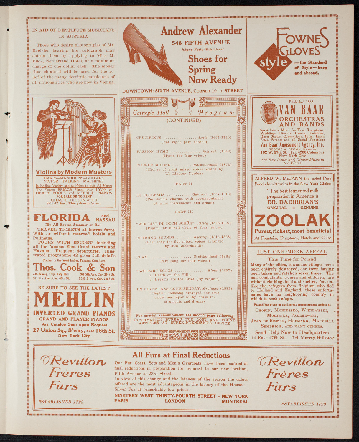 Musical Art Society of New York, March 11, 1915, program page 7