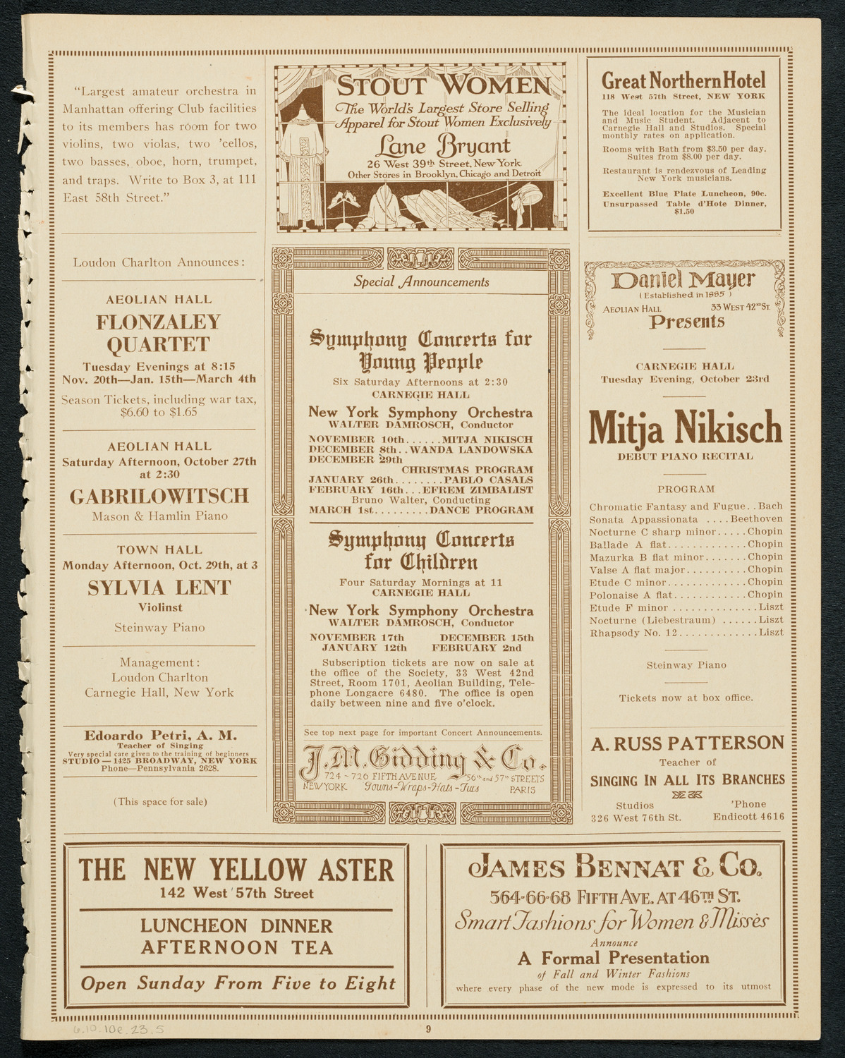 State Symphony Orchestra of New York, October 10, 1923, program page 9