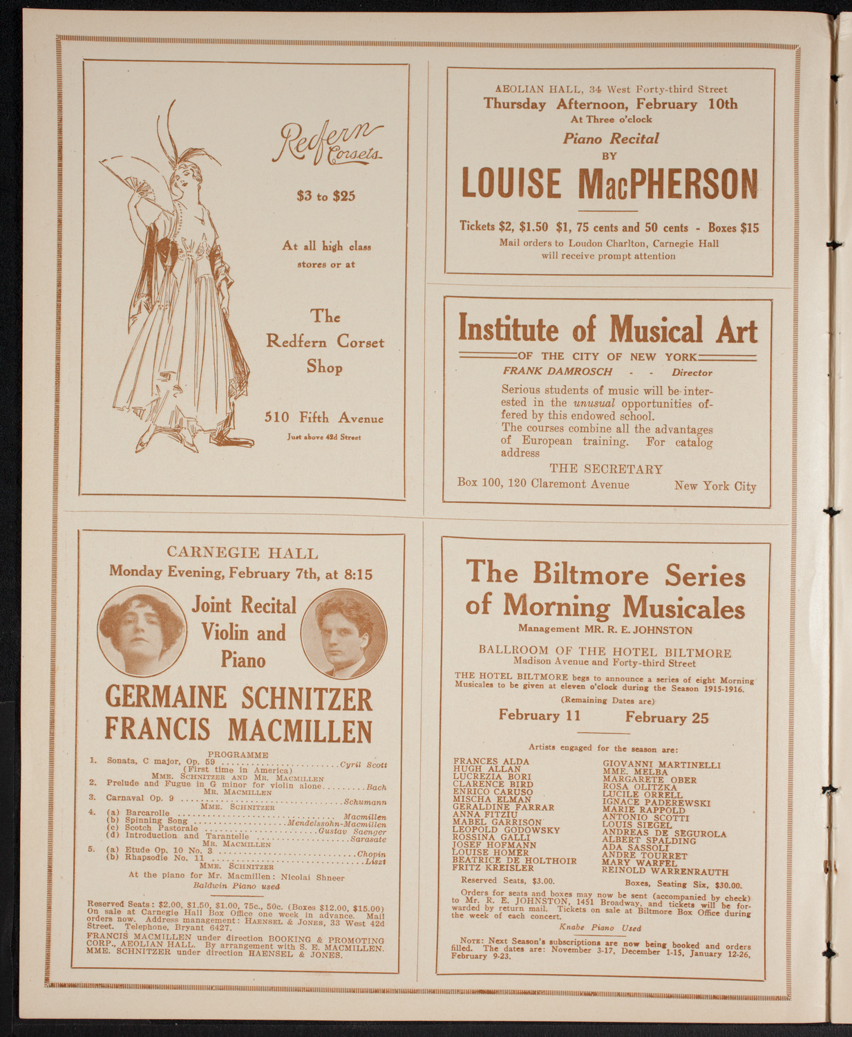New York Philharmonic, February 4, 1916, program page 2