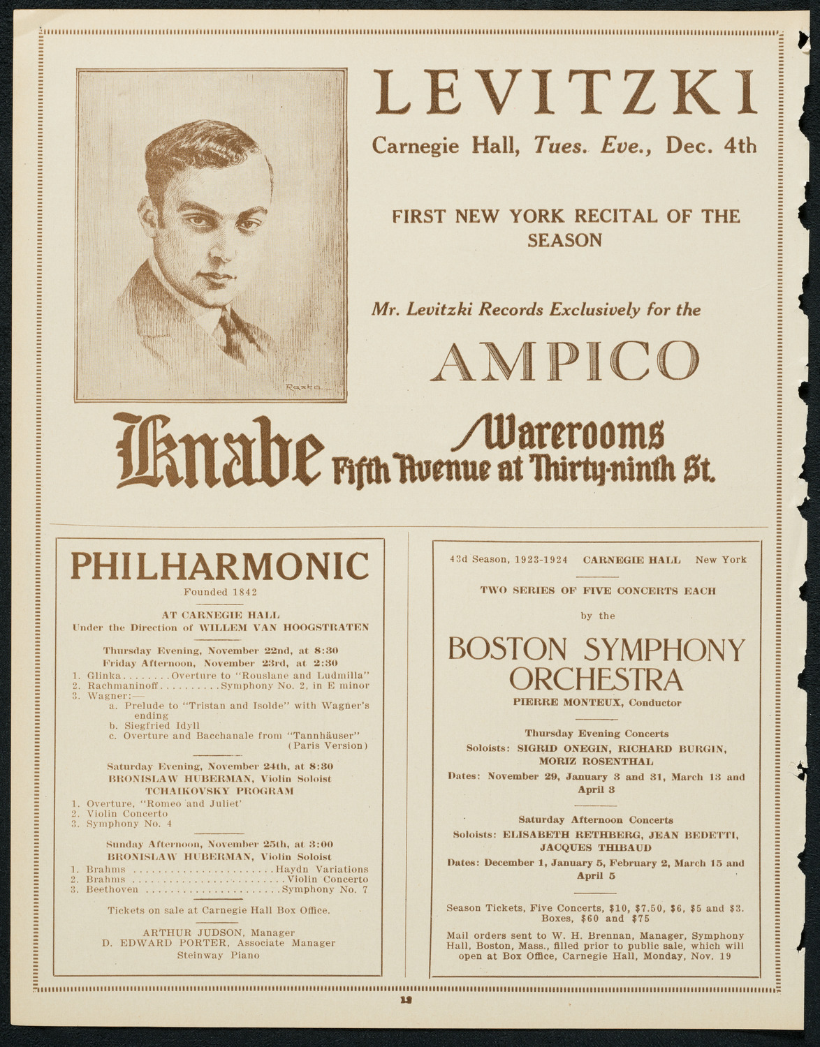 New York Symphony Orchestra: Beethoven Cycle, November 22, 1923, program page 12