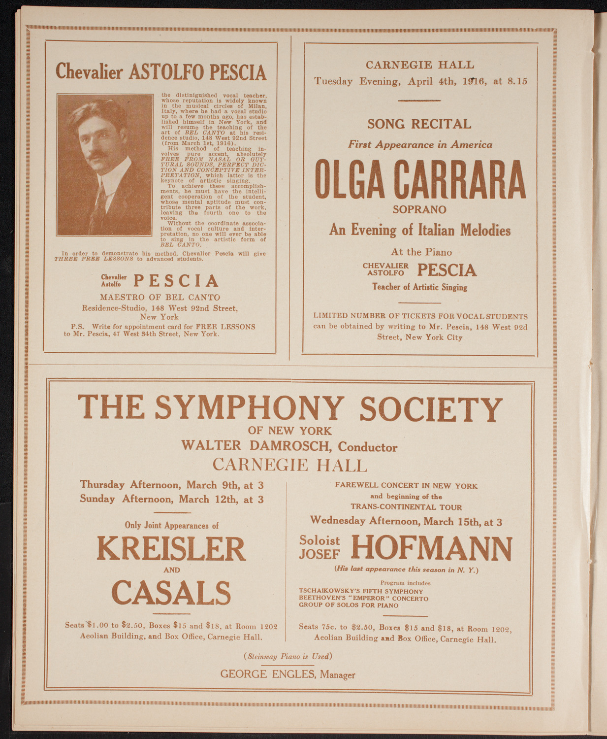 Schola Cantorum of New York, March 7, 1916, program page 8