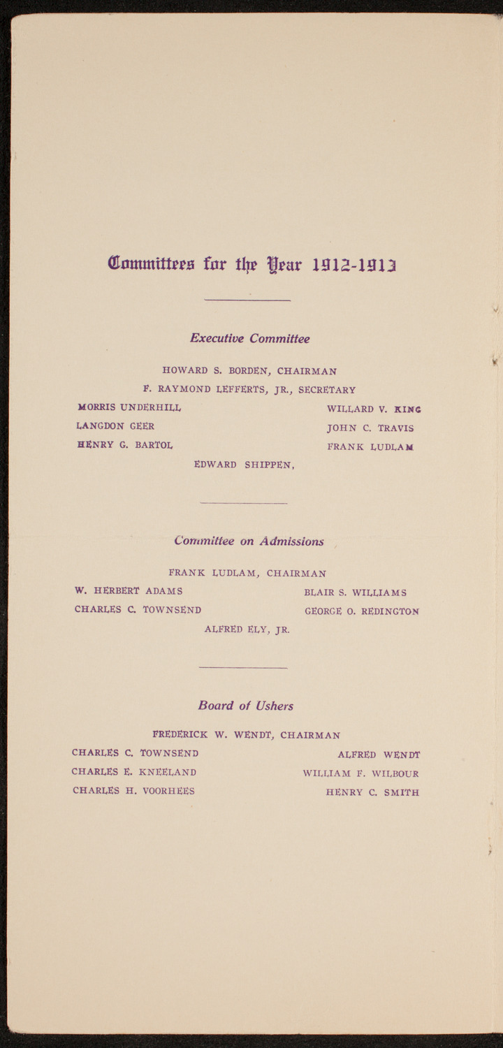 Amateur Comedy Club, February 12, 1913, program page 4