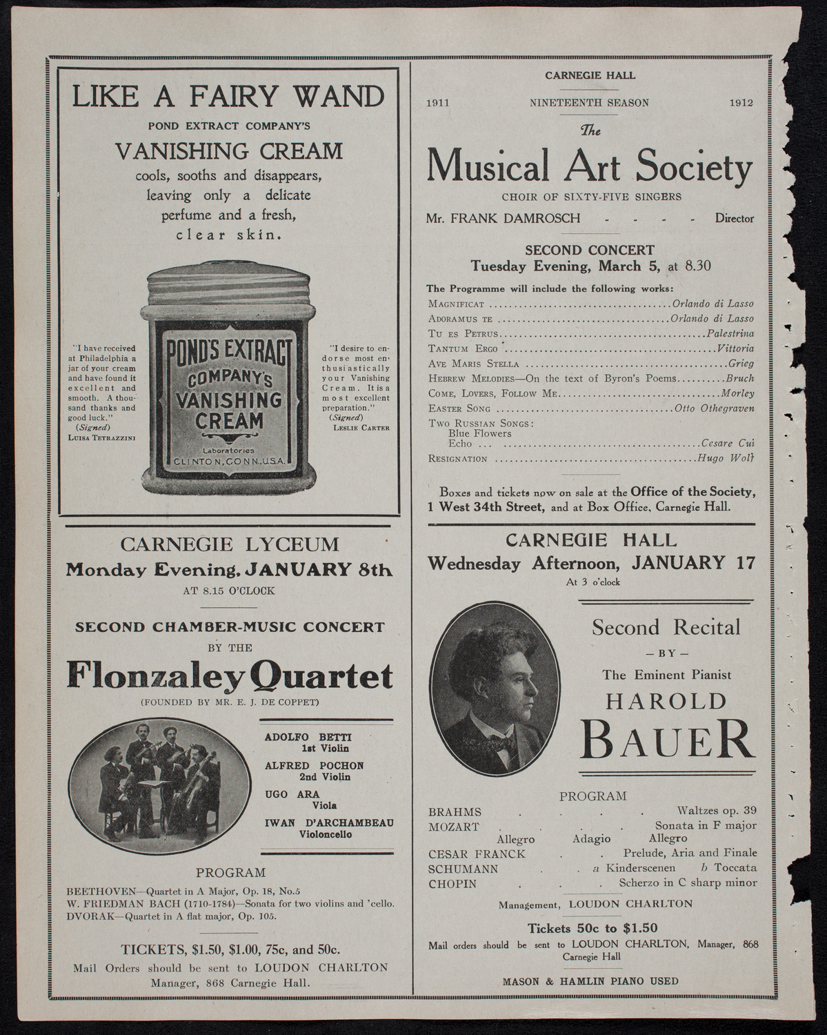 Kathleen Parlow, Violin, January 4, 1912, program page 8