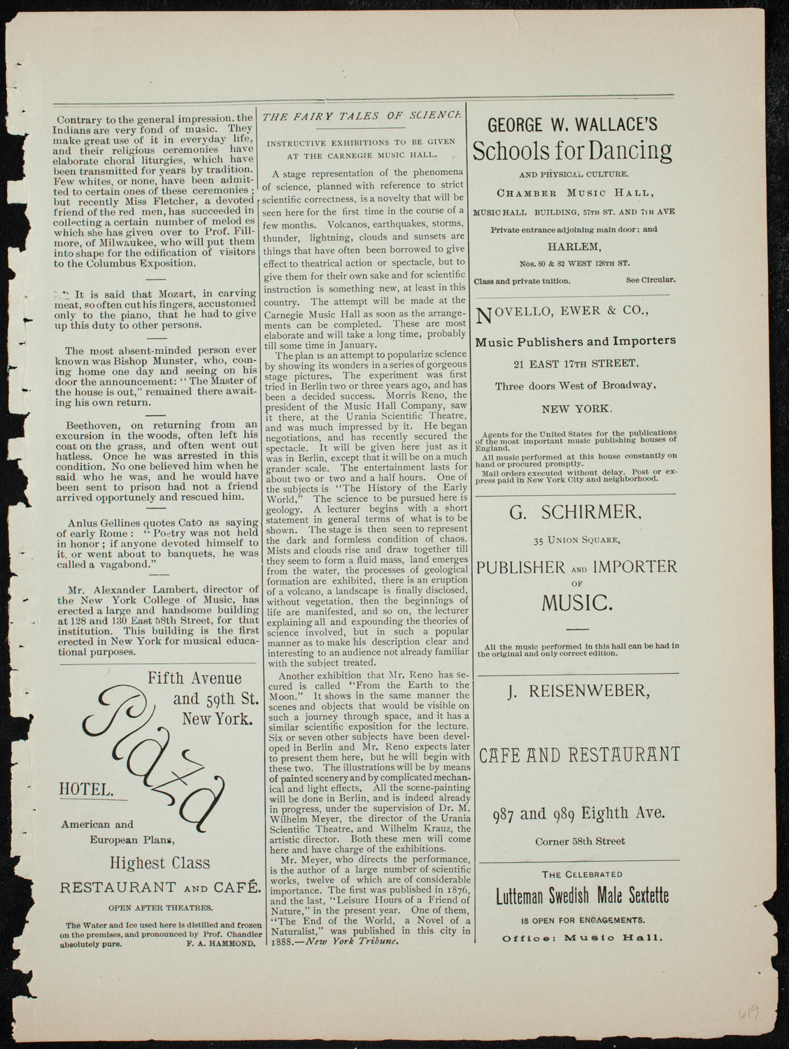 Kneisel Quartet, January 15, 1892, program page 9